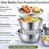 Stainless Steel Strainer Basin Washing Draining 26cm Colander Basket Set for Vegetables Fruits Rice Washing Draining Kitchen