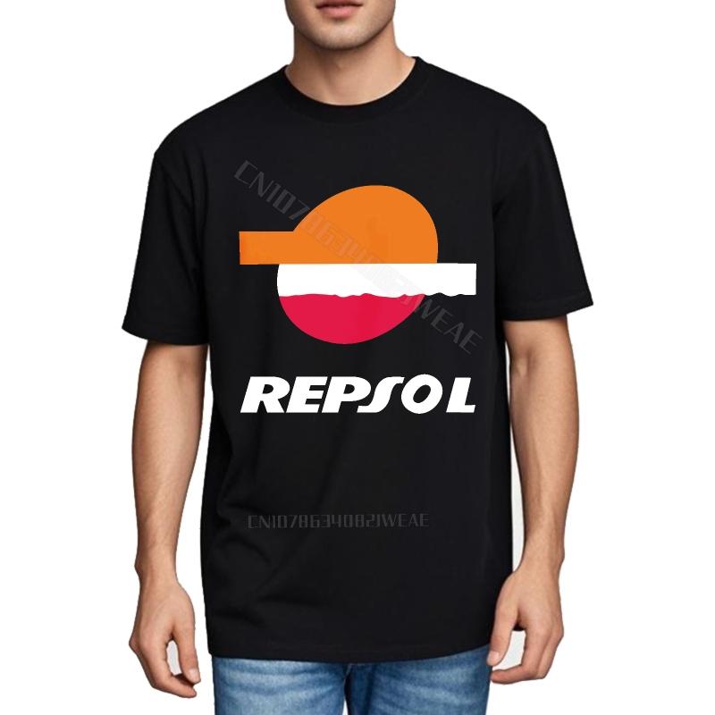 Lustiges T-Shirt Streetwear Weiches Baumwoll-T-Shirt Repsol Logo Auf Schwarzem Shirt Erwachsenen Kurzarmshirt Anime Minimalistisches T-Shirt Kurz