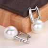 Silver Plated Large Pearl Drop Earrings, Minimalist Leverback Pearl Hoop Earrings for Women
