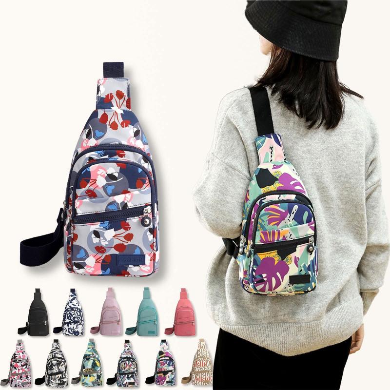 Chest Bag Women's Fashionable Small Backpack Large Capacity Versatile Shoulder Bag Portable Travel Chest Crossbody Bag Multi-layer Printed Armpit Bag