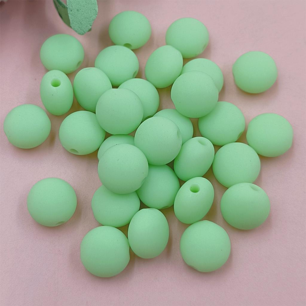 Beaded Material Necklace Bracelet 30pcs Solid Color Fashion Rubber Jewelry Accessories Handmade 12mm Flat Round Beads DIY  Accessories