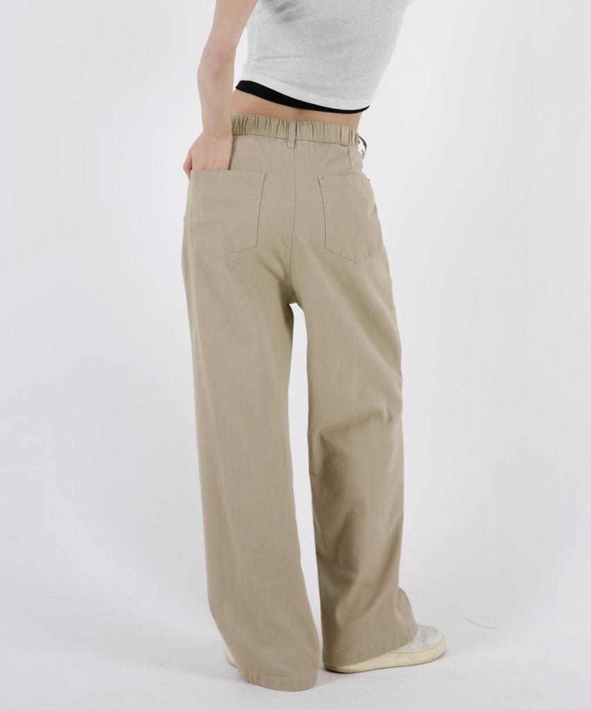 UMM Women'S Pintuck Back Elastic Wide Stretch Pants 3 Colors