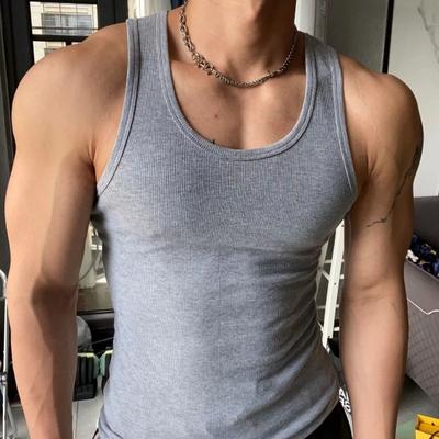 Colete masculino cor sólida gola redonda sem mangas fitness regata respirável casual streetwear verão lazer roupas para esportes viagens compras uso diário