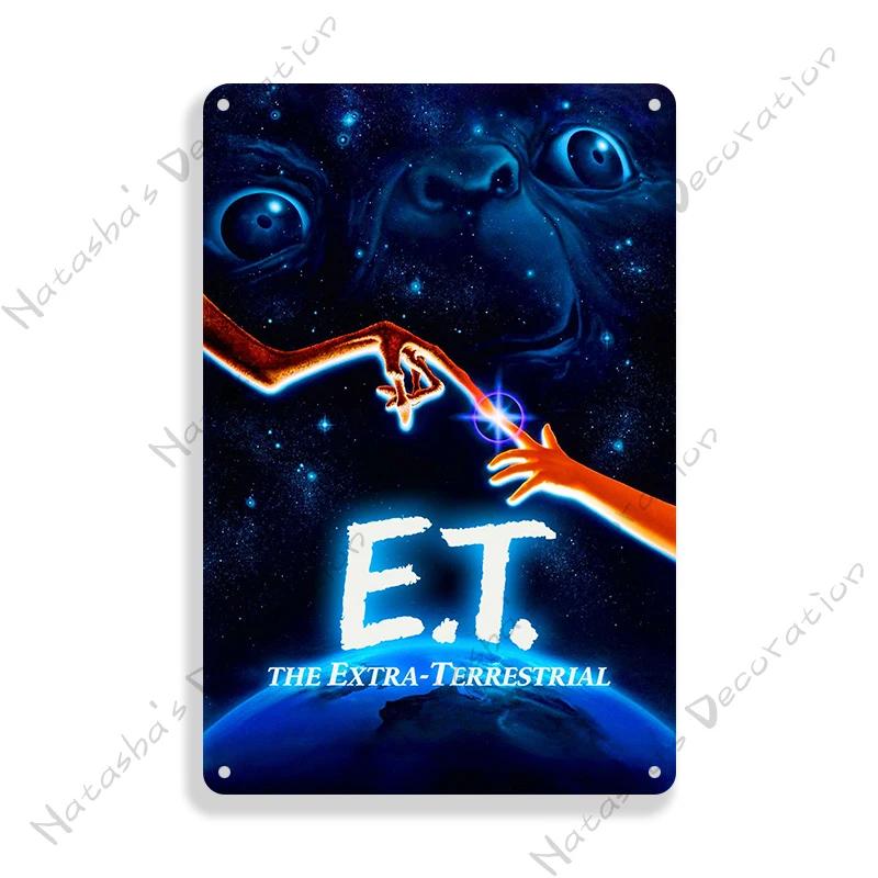 E.T. the Extra-Terrestrial Movie Metal Poster Vintage Wall Plate Bar Club Industrial Decor Metal Tin Sign Vintage Metal Plaque