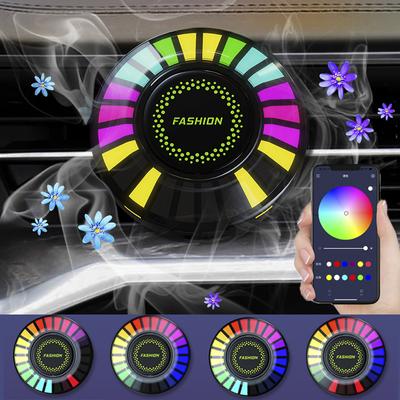 Car Smart APP Control RGB Music Rhythm Lamp Air Freshener LED Strip Sound Control Voice Pick Up Atmosphere Light Air Vent Clip