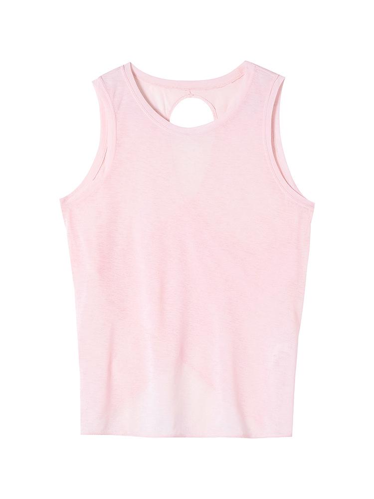 Hollow-Back Mesh Yoga Top with Bamboo Yarn, Quick-Dry Fitness Cover-Up, Women's Open Back Round Neck Sports Tee