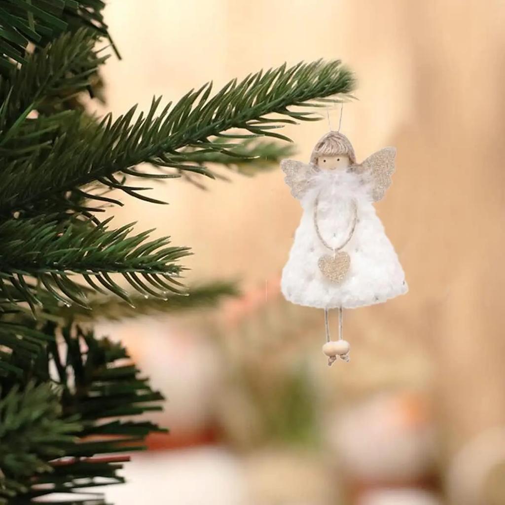 Christmas Hanging Angel Doll Pendant Plush Angel Ornaments Xmas Tree Decors for Wedding Birthday Party New Year Holiday Decor