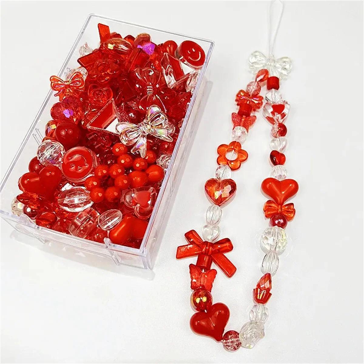 

Y2k 30g Design Sense Fun Acrylic Beads Heart Bow Flower Beads DIY Handmade Phone Chain Bracelet Jewelry Making Accessories 30g