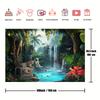 1pc Dreamy Forest Mural with Leopards, Polyester Fiber, Jungle Waterfall Scenery, Living Room and Bedroom Decoration