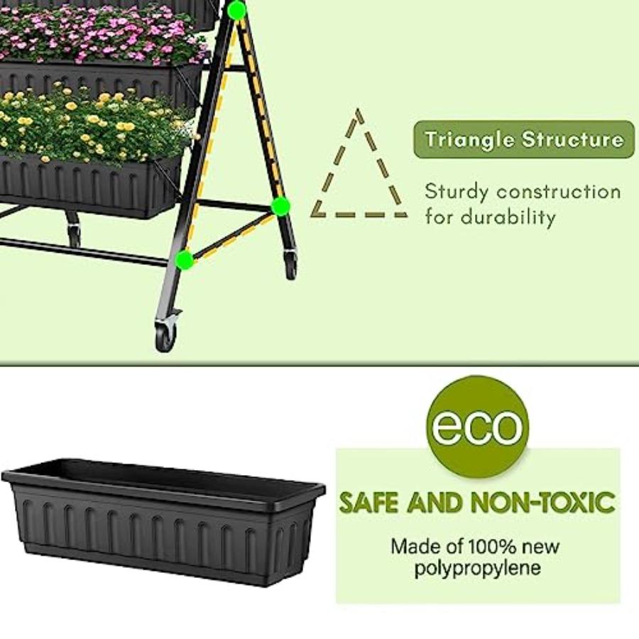 4FT Vertical Raised Garden Bed 5-Tier Vertical Garden Planter with Drainage System Larger Elevated Planter Box for Herb Vegetab