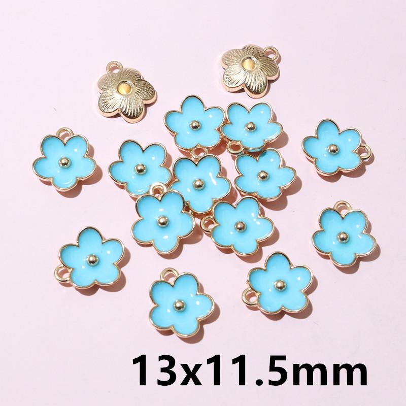 20pcs Enamel Flower Charms Pendant Alloy Metal DIY Jewelry Making Accessories Findings for Earrings Necklace Bracelet