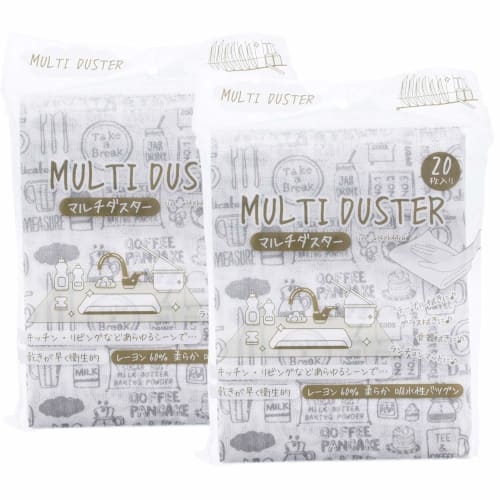 

Living Room Dish Towels, Gray, Approx. 34 x 44cm, Multi-Duster, Border Pattern, Non-Woven, 20 Sheets per Pack, 804910, Set of 2