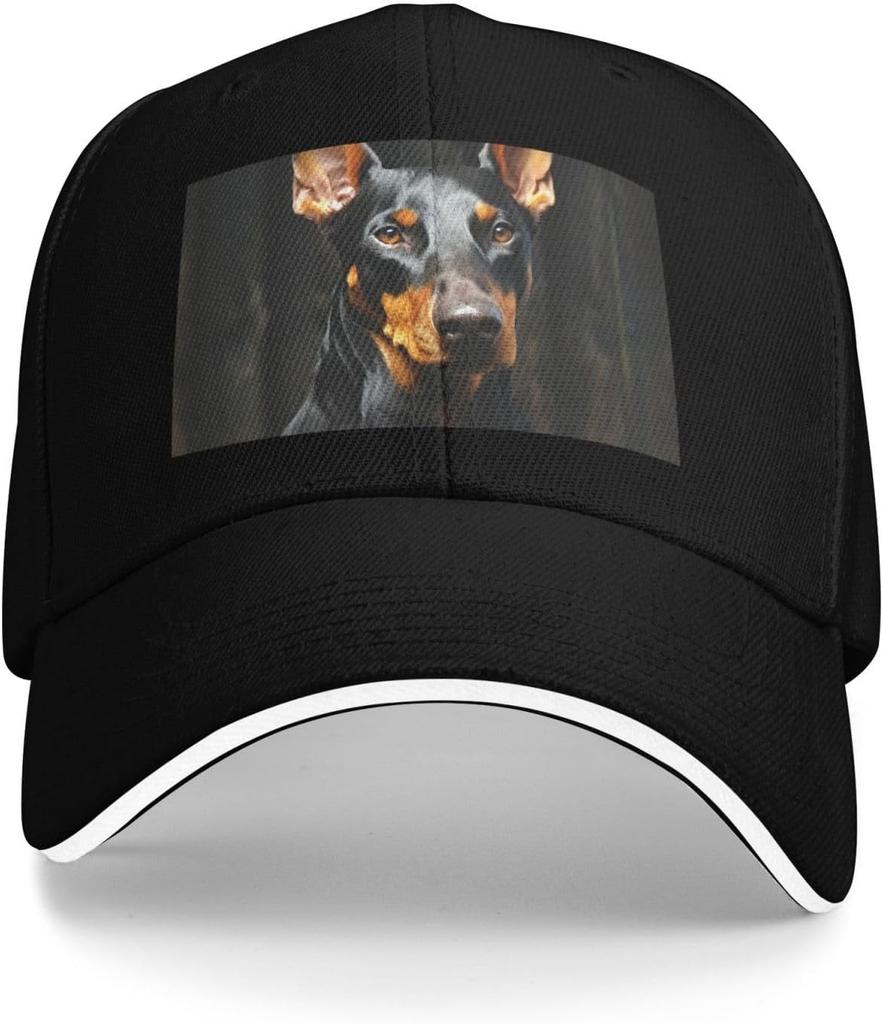 Doberman Print Baseball Cap Adjustable Polyester Casual Outdoor Golf Dad Hat Unisex