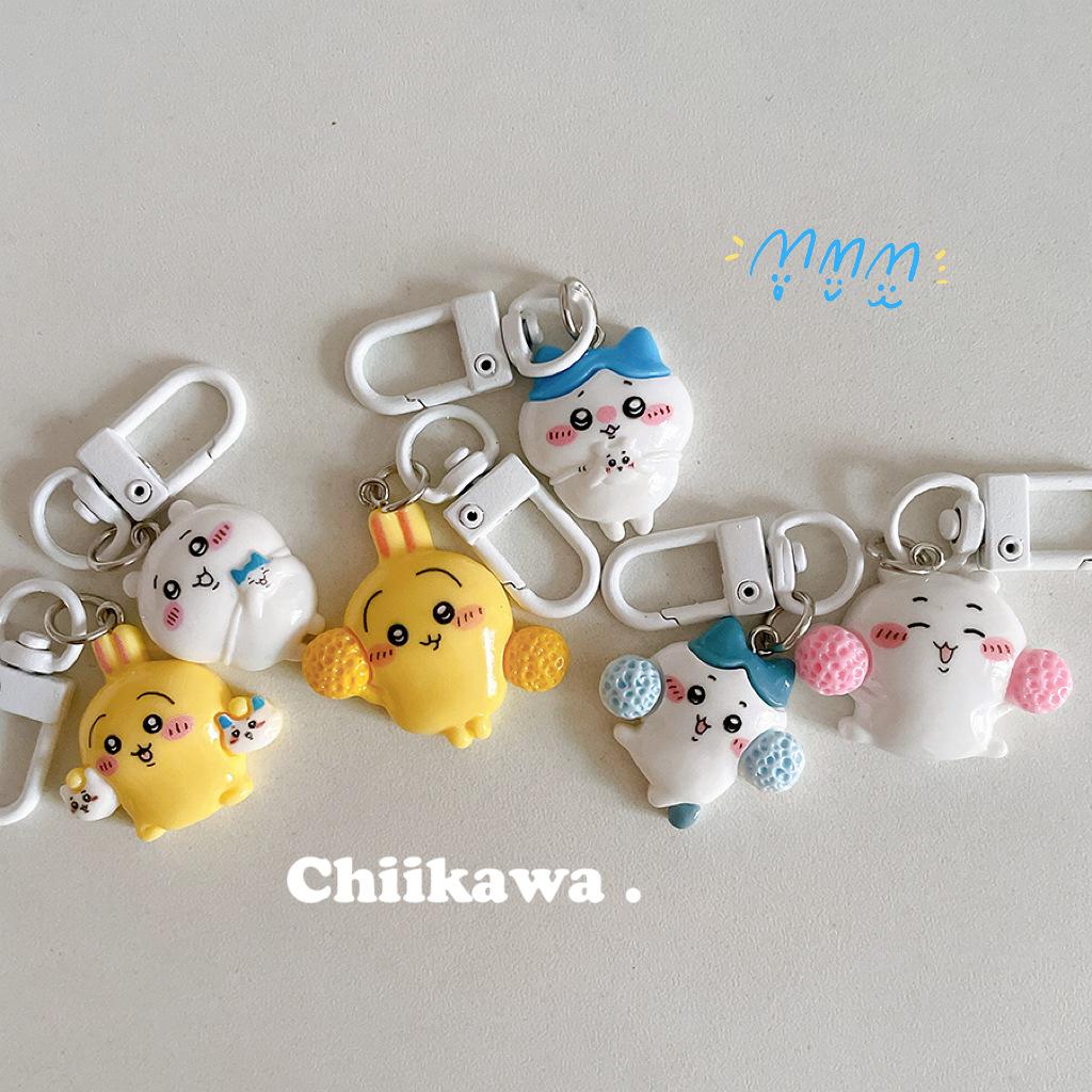 6Pcs Sanrio Chiikawa Keychain Kawaii Anime Hachiware Usagi Cute Anime Series Backpack Bag Pendant  Key Accessories Birthday Gift