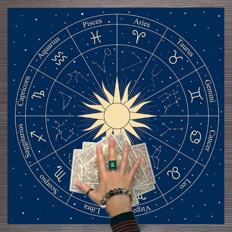 12 Constellations Astrologys Tablecloth Altars Cloth Square Divinations Cards Table Cloth Witchcrafts Deck Cloth Endurin