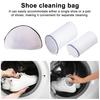 Sac de Lavage pour Chaussures Fermeture Éclair Design Cylindrique Double Couche Maille Durable Machine à Laver Filet de Lavage pour Chaussures