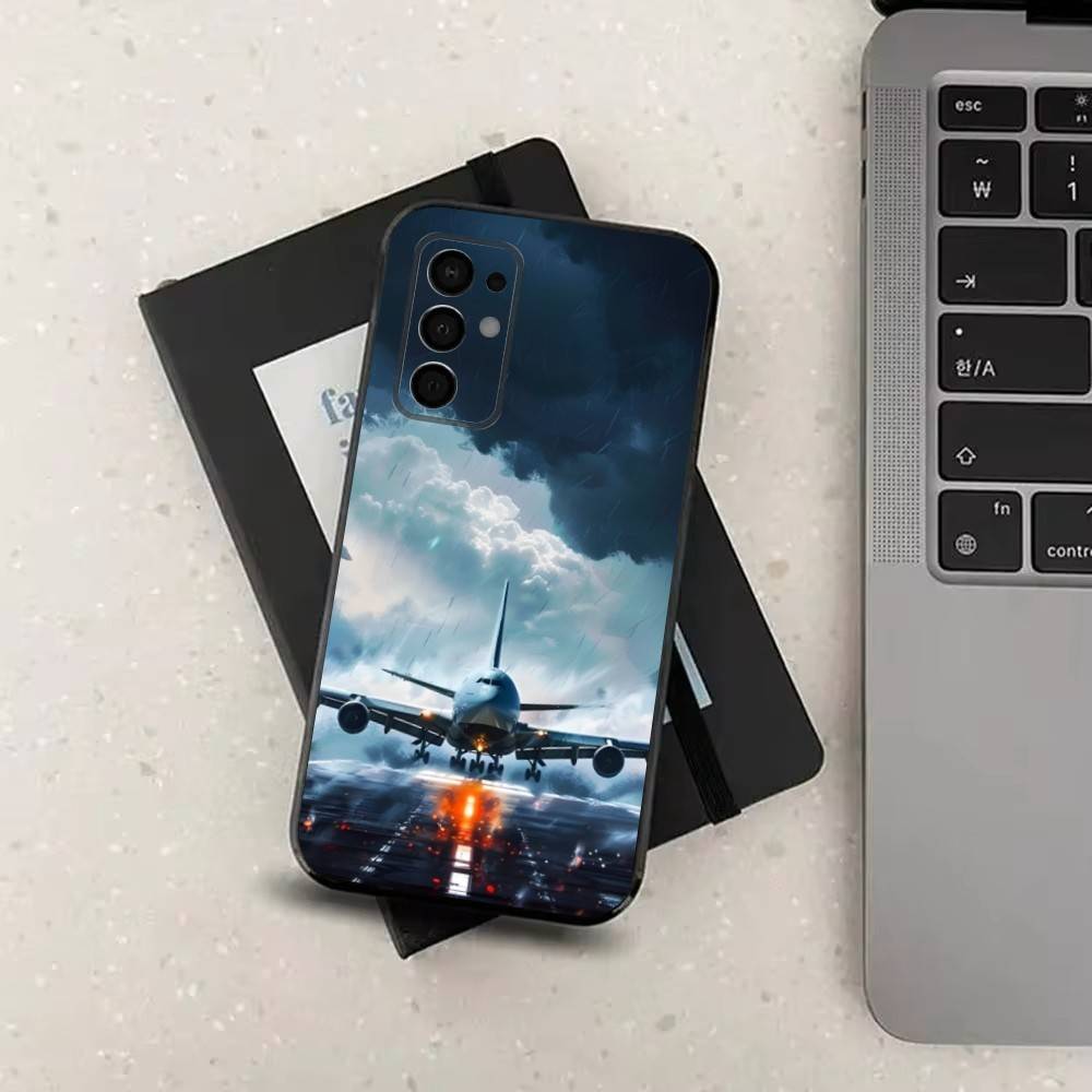 Plane Art Airplane Case For Samsung Galaxy A73,52,71,53,32,72,41,J7,22,Note,31,8,9,Soft Black Silicone Cover