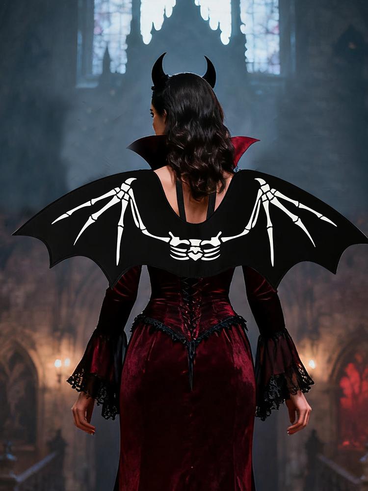 Fladdermusvingar Halloween Icke-vävda Festtillbehör Skelettmönster Vampyrfestpresenter för Karnevaler Maskerader Julteater