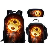 Set Scolastico Tre Pezzi Zaino Borsa Portapenne Borsa Pranzo Zaino con Immagini Street Tide Pallacanestro Calcio Set Zaino