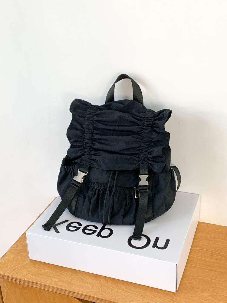 Ruched Mochilas Mujer Preppy Style Mochila Lightweighte Portable Bag Outdoor Travel Nylon Backpack Korean Bags for Woman