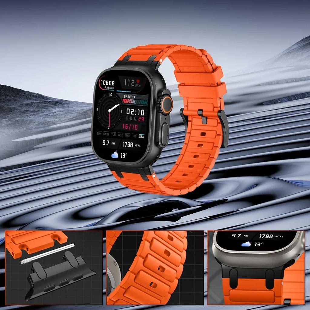 Silicone Strap for Apple Watch Band Ultra 2 49mm 46mm 44mm 45mm 42mm 41mm 40mm 38mm for Iwatch Series 10 9 8 7 6 5 4 3 2 1se