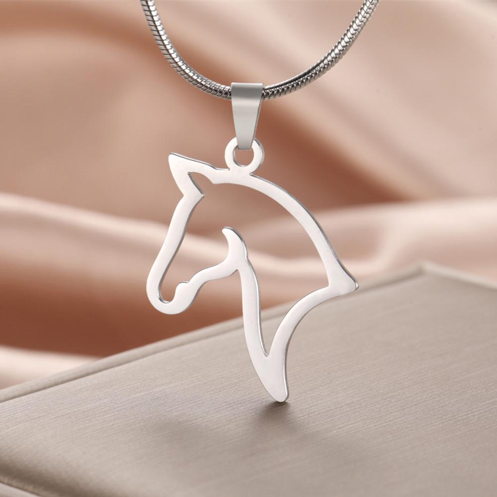 My Shape Horse Pendant Necklaces Stainless Steel Necklace Animal Horse Head Horserace Chain Horse Lover Lucky Amulet Jewelry