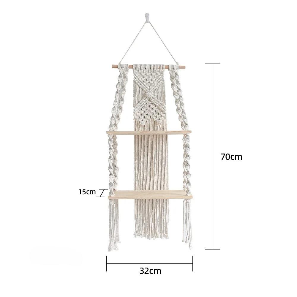 3 Styles Wall Decoration Storage Racks Woven Wooden Hanging Decorations Bedroom Living Room Wind Chime Decoration Racks