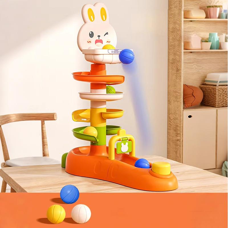 Montessori Rotating Rainbow Tower Baby stacking Puzzle Toddler Toys Children Motor Skill Game Spinning Stacking Toys 1 to 2 Year