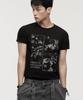 LANARCHIVE [0132] Denim Applique Star Short Sleeve T-Shirt - Black
