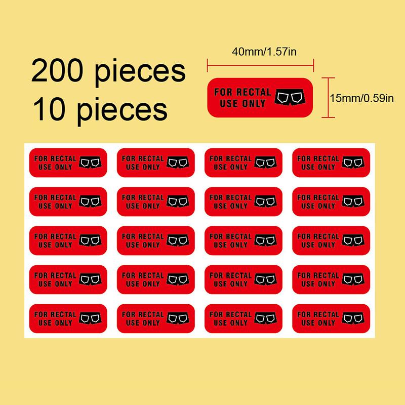 200 Pcs Rectal Use Only Stickers Permanent Adhesive Paper Label With Surface Waterproof, Red Background And Striking Black Font