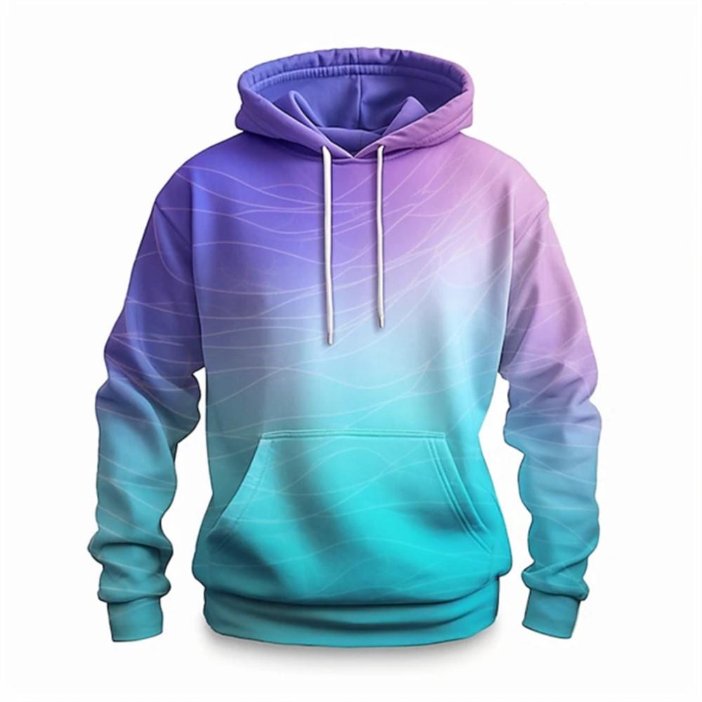 3D Printed Color Pattern Men's Hoodie Casual Loose Design Pullover Top Street Harajuku Y2k Mens Hoodie