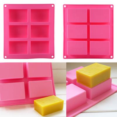 1 Pc 6-Cavity Plain Rectangle Soap Mold Silicone Craft DIY Cake Making Mould