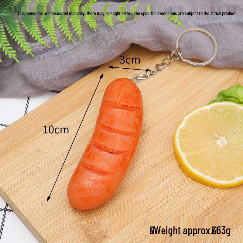 Simulation Food Keychain: Hot Dog, Cured, Ham, Taiwanese Grilled Sausage Prop