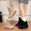 Women's High-Top Platform Sneakers - Color-Block Casual Shoes with Hidden Wedge