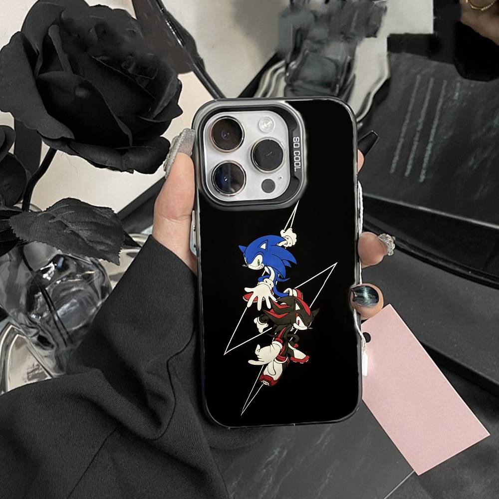 Hedgehog Knuckles Phone Case For iPhone 17,16,15,14,13,12,Pro MAX Black Matte Shockproof Cover
