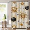1pc Sun & Moon Shower Curtain - Elegant Celestial Design with Stars, Durable Polyester Fabric, 12 Hooks Included, Machine Washab