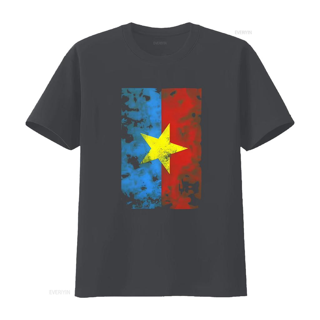 Vietnam Flag Inspired T Shirt with Distressed Star Design Perfect for Patriotic Fashion Statements vintage Washed Unisex
