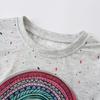Gray Rainbow T-Shirt, New Spring and Autumn Style, European and American Style, for Young Children, Round Neck, Long Sleeve, Autumn Girls' Top 5