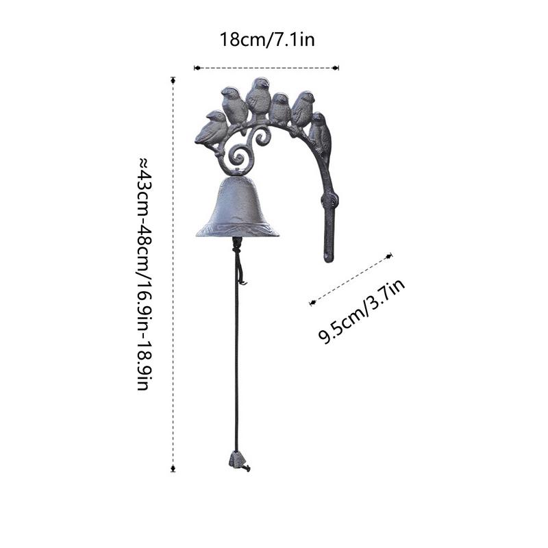 Farmhouse Dinner Bell Cast Iron Church Wall Bell Wall-Mounted Front Gate Bell Decorative Farm Accent Bells With 6 Birds Large &
