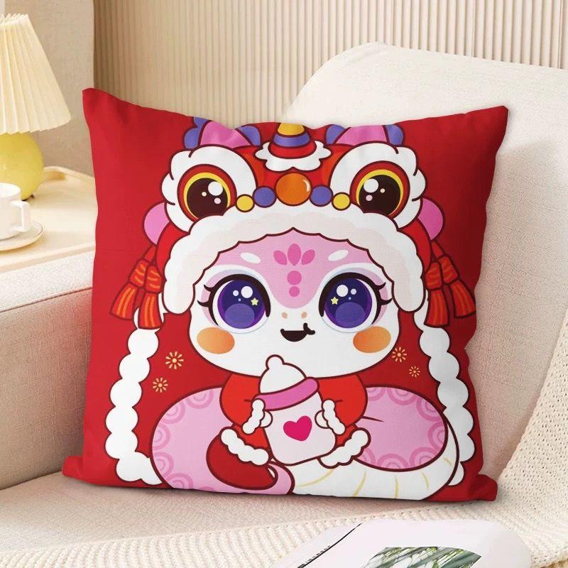New Snake Double-sided Pillow Red Super Soft Cushion Zodiac Sofa Living Room Festive Decorative Cushion