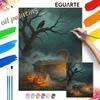 Halloween Oil Painting Digital Painting Raven Pumpkin Lantern Handmade Diy Coloring Painting Home Decoration