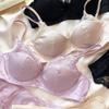 High Quality Satin Women Lingerie Set French Sexy Lace Push Up Bra Summer Thin Cup Comfort Intimates Underwear Bra Briefs Set