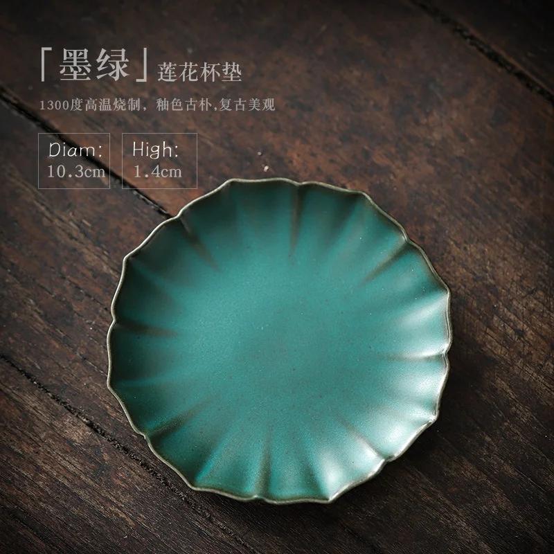 Rough Ceramic Square Coasters Japanese Retro Home Kitchen Anti-scald Heat Insulation Cup Base Kung Fu Tea Ceremony Accessories