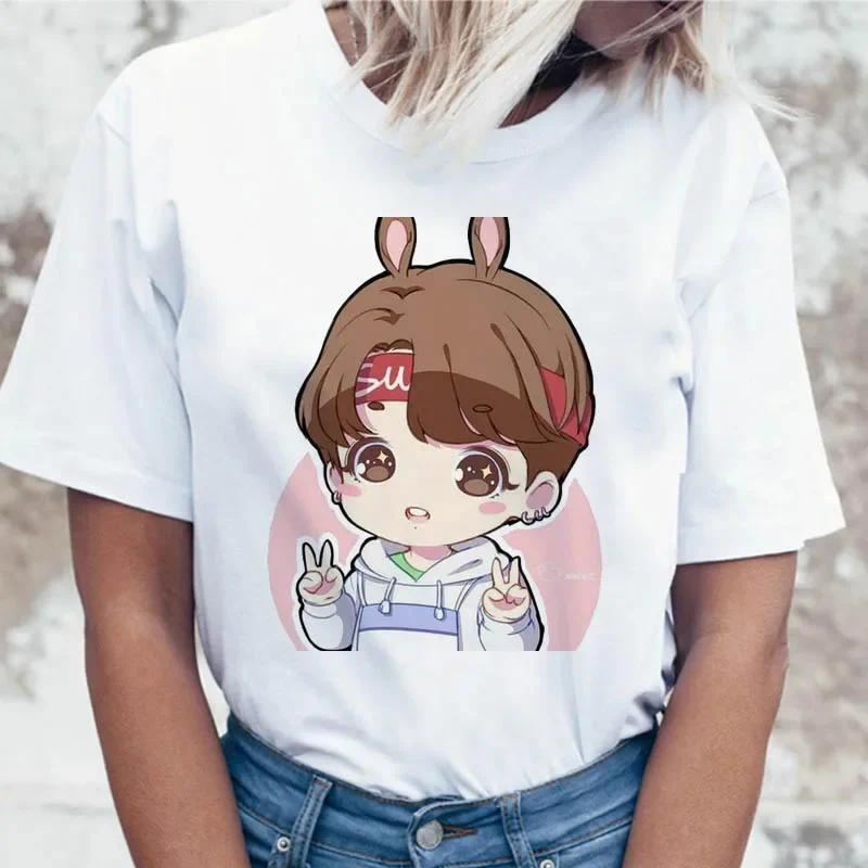 Kpop Tričko JIN SUGA J HOPE Ženy JIMIN V JUNGKOOK Top Tričko pro K Pop Korejská Trička Vtipné Grafické Dámské Tričko K-pop Y2k Top