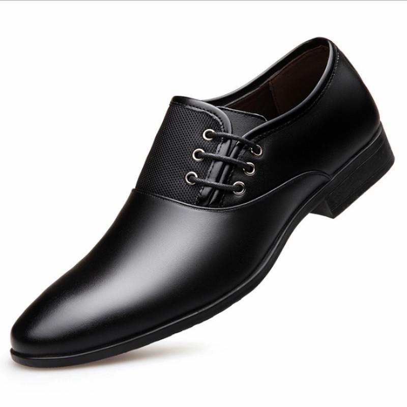 Men's Large Size Korean Style Leather Formal Business Shoes - British Pointed Toe, Breathable, Non-slip