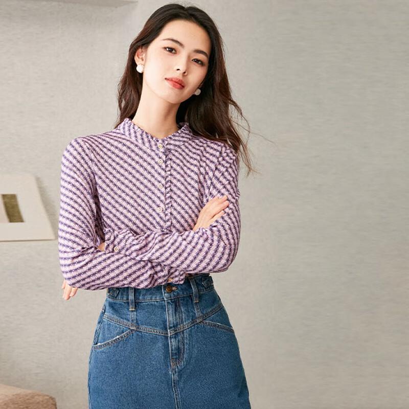 JESSIE Geometric Print Stand-Collar Long Sleeve Top S