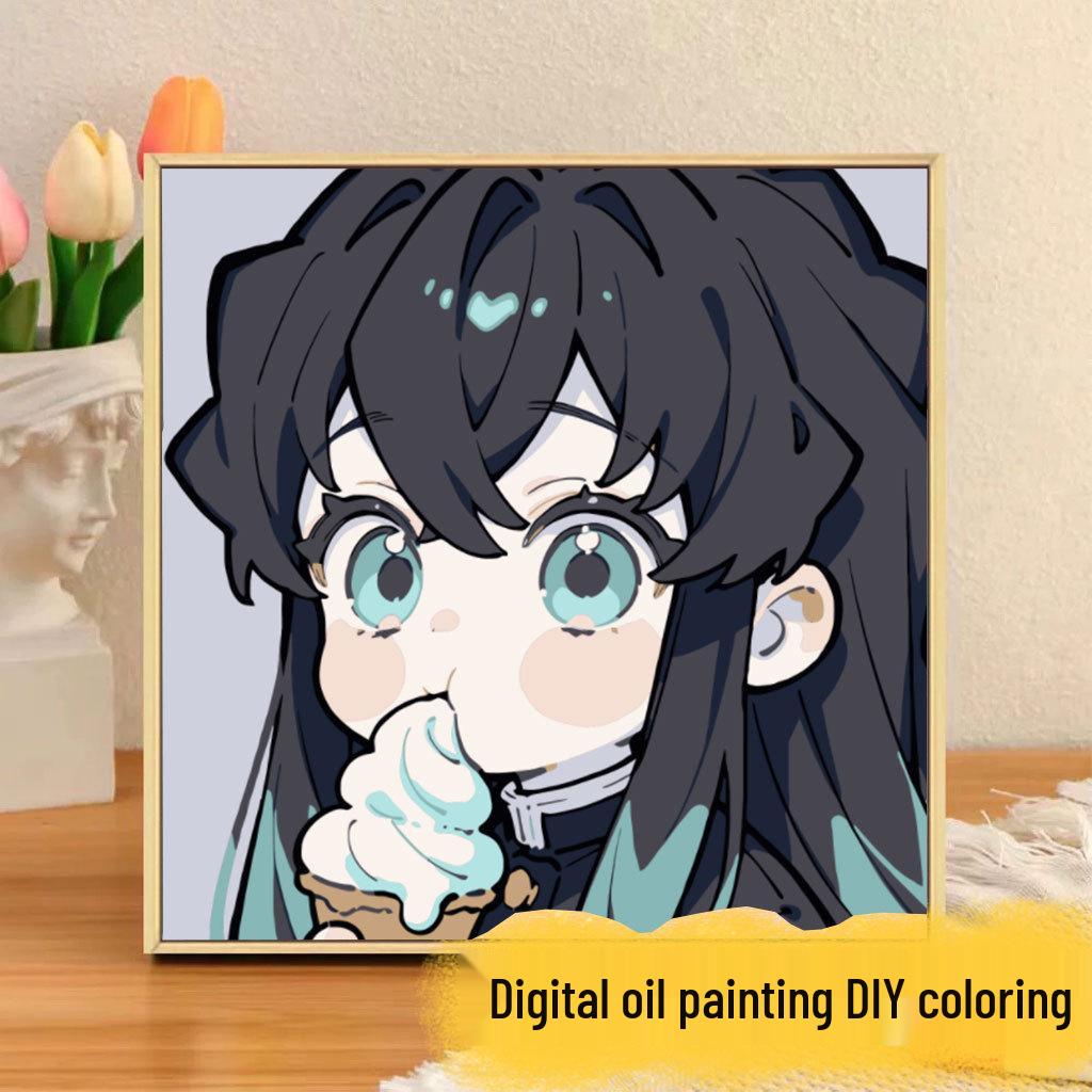 Kit Pittura ad Olio Digitale Anime Demon Slayer Fai da Te per Bambini