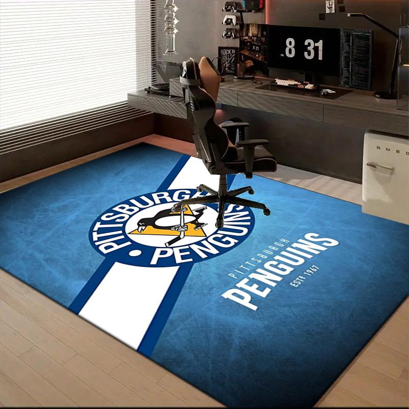 Pittsburgh Penguins Hockey Team Floor Mat for Living Room, Game Rooms, Office, Bedroom, Office Floor Mat Playful Design, Christmas Fan Gifts