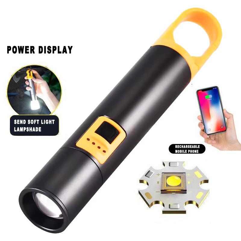 New Strong Light Flashlight Outdoor Multifunctional Camping Light  With Hook Work Light White Laser