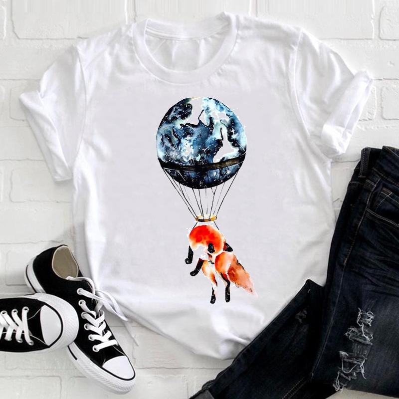 

Women T-Shirt Leopard Star Cute Printing Short Sleeve Tshirt Female Fashion 90S Summer Oversized Tee Top Graphic T-Shirt Clothes XXXL білий